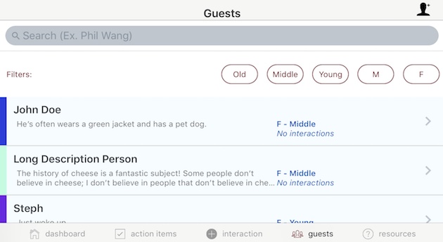 Screenshot of HSHS app